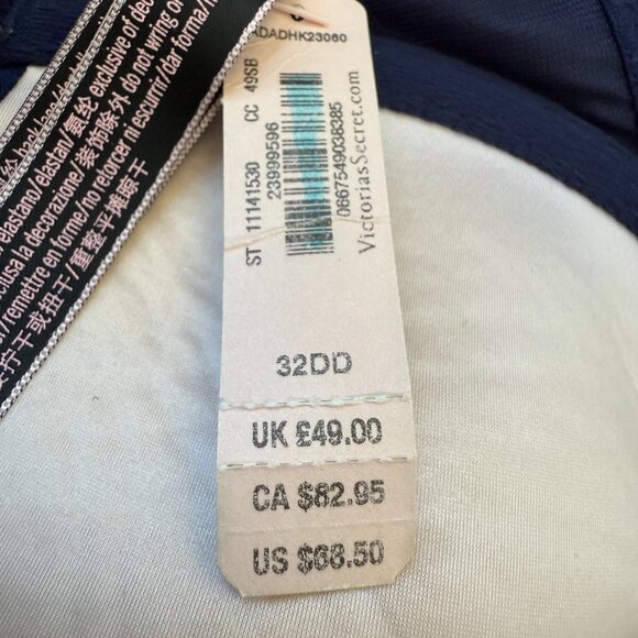 Victoria’s Secret Bra Blue Embellished Lace Racerback Front Close 32DD - Picture 4 of 9